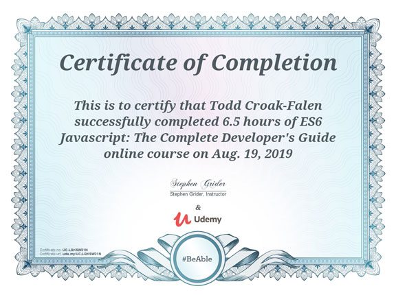 ES6 JavaScript certificate