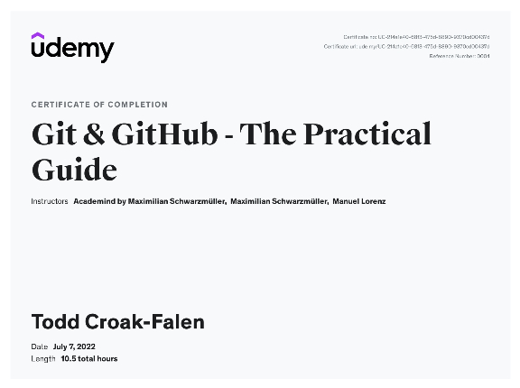 Git and GitHub certificate