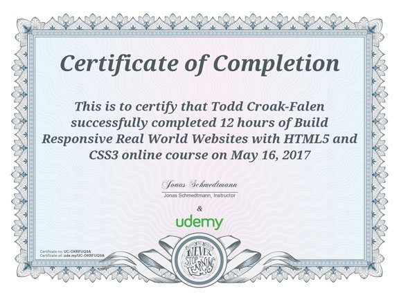 HTML5 and CSS3 certificate