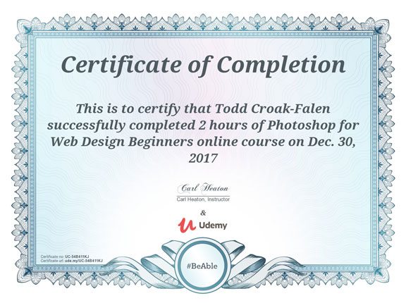 Photoshop for Web Design certificate